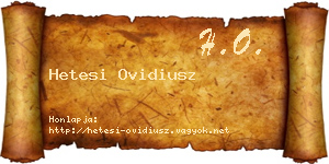 Hetesi Ovidiusz névjegykártya